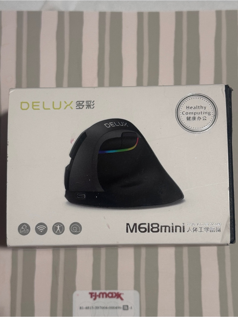 DELUX M618mini Ergonomic Vertical Mouse - Pink